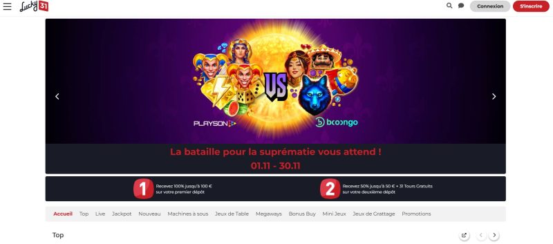 Site de Lucky 31 Casino - Évaluations, Notes, Jeux, Avantages